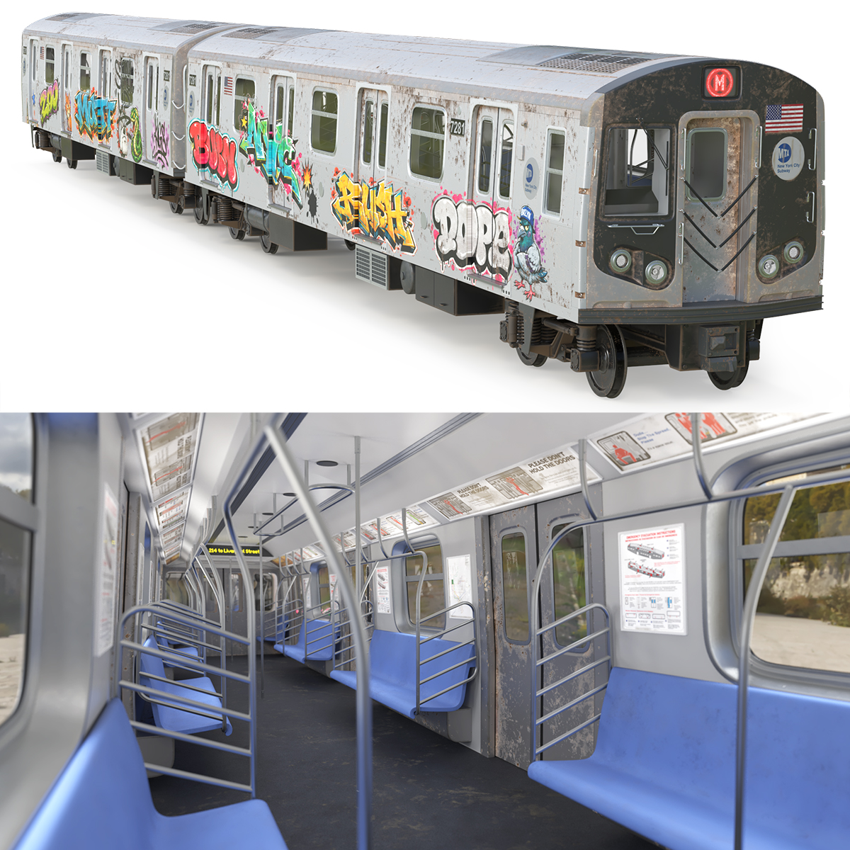 MTA Subway Train with Graffiti - view 9