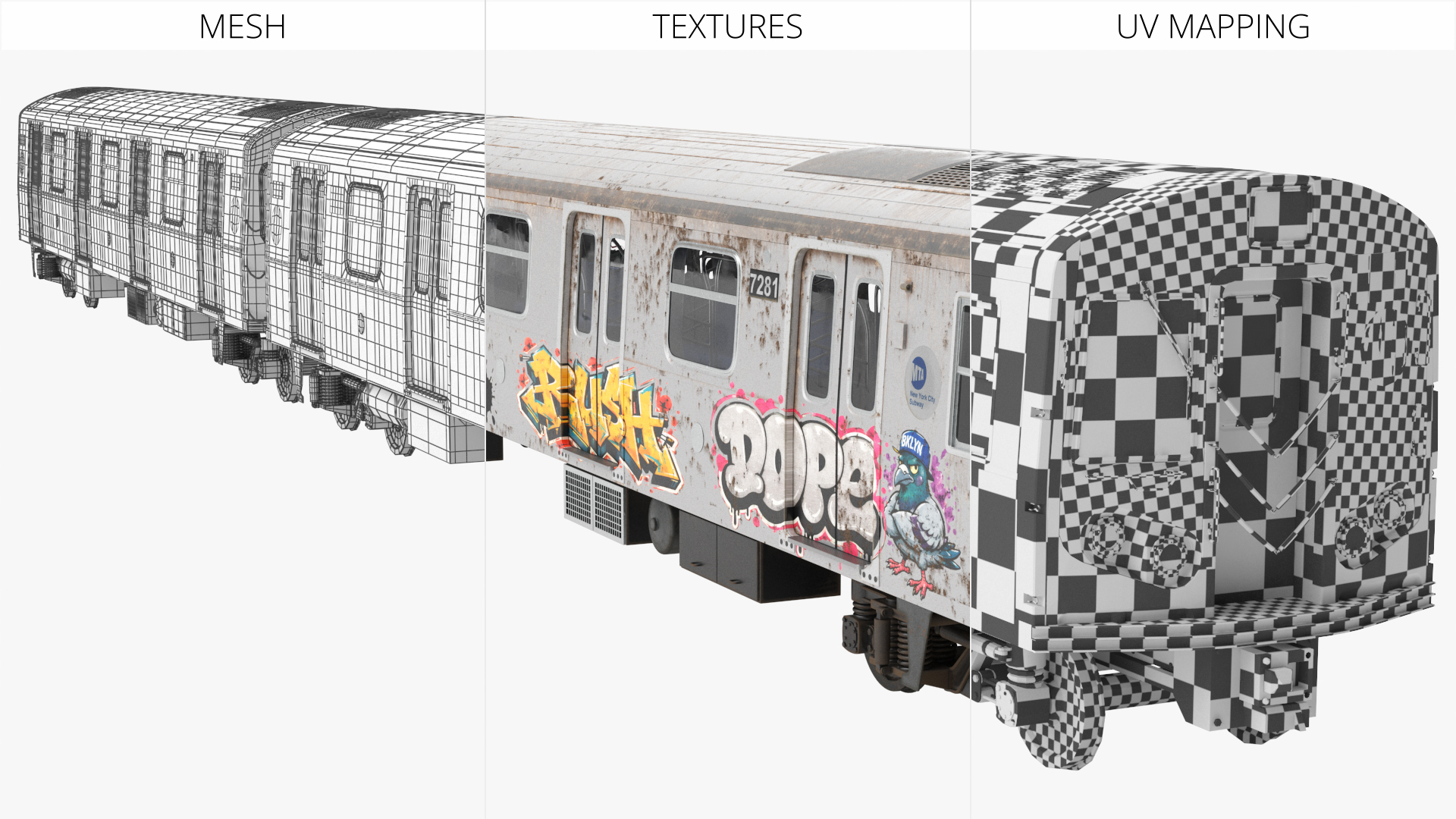 MTA Subway Train with Graffiti - view 7