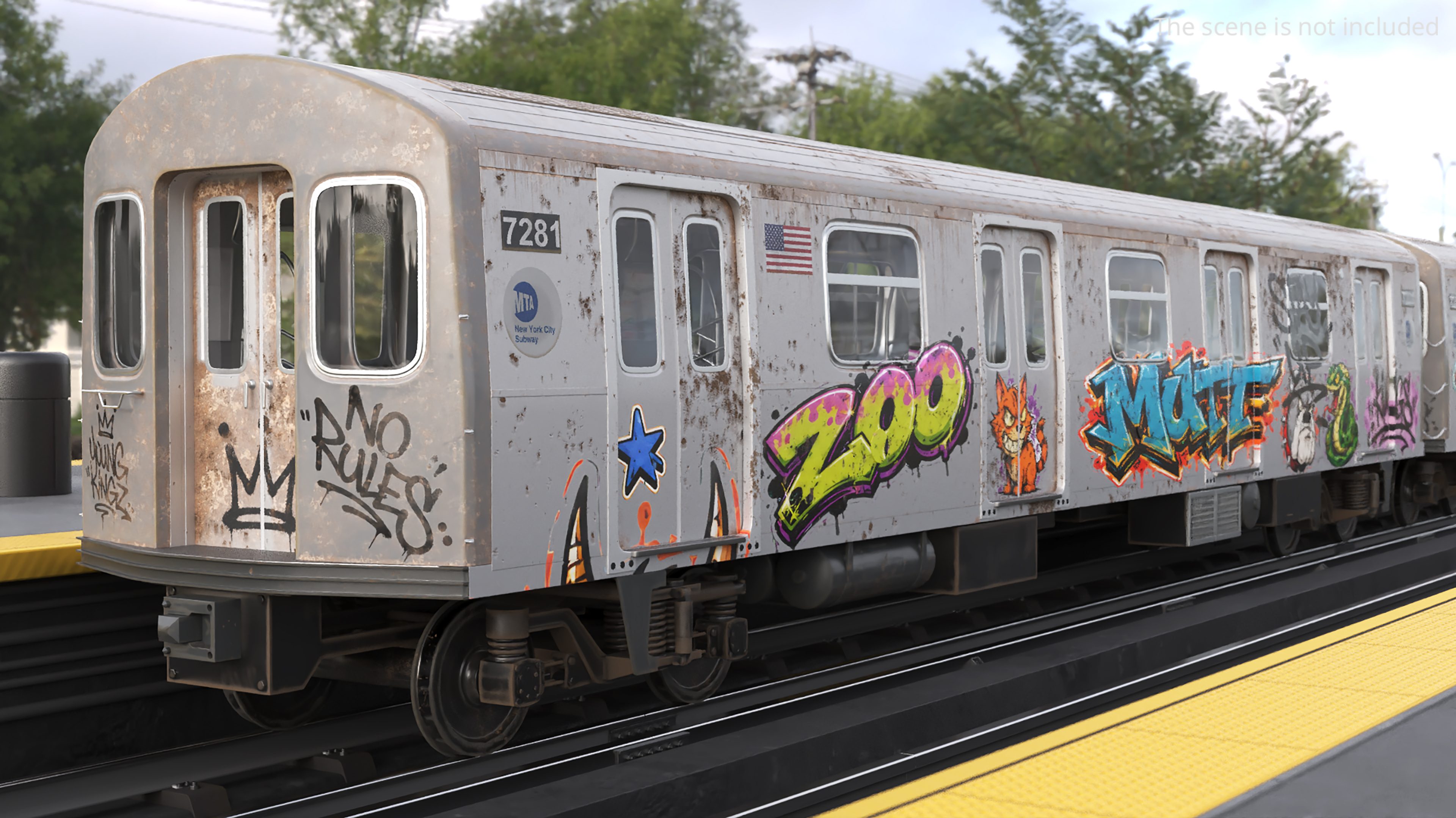MTA Subway Train with Graffiti - view 2