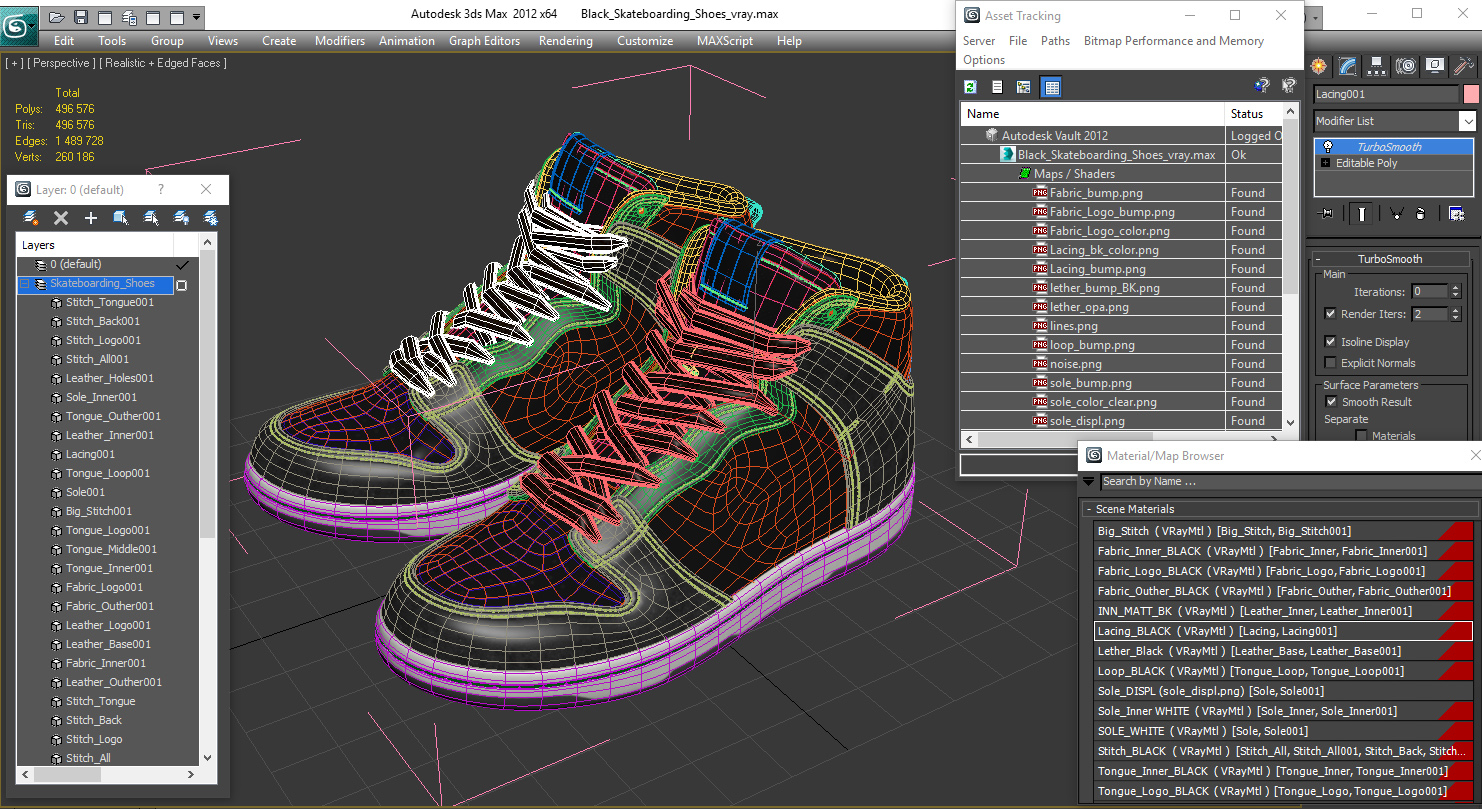 3D model Black Skateboarding Shoes