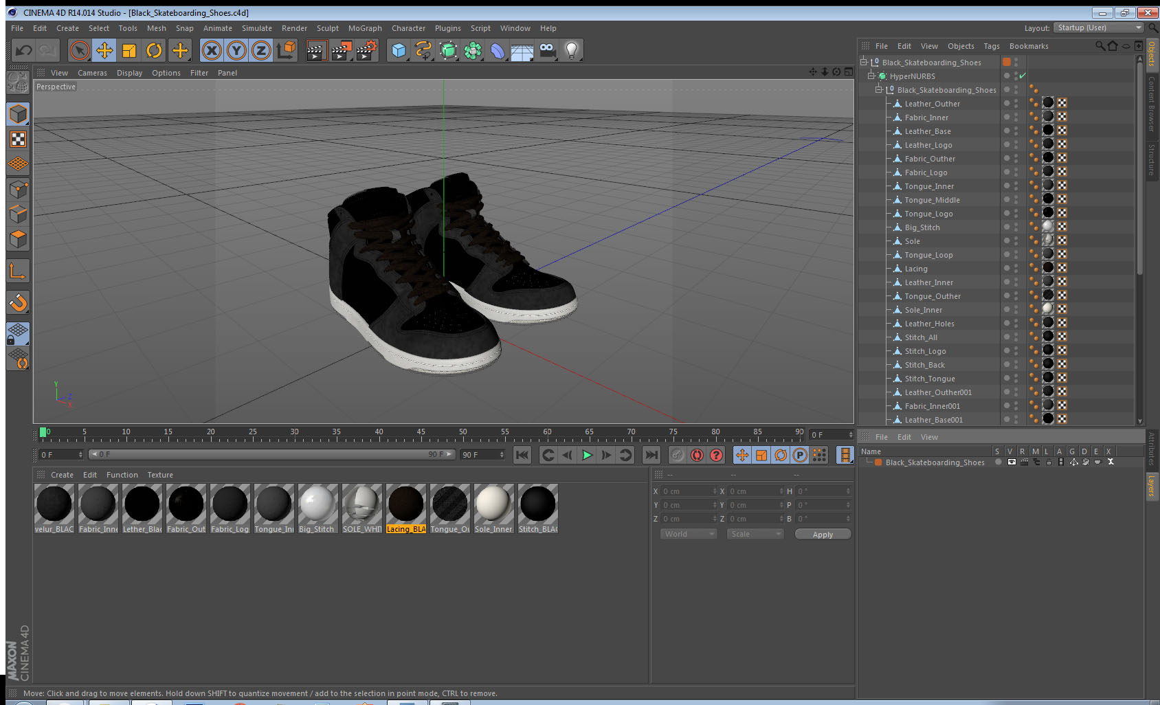 3D model Black Skateboarding Shoes