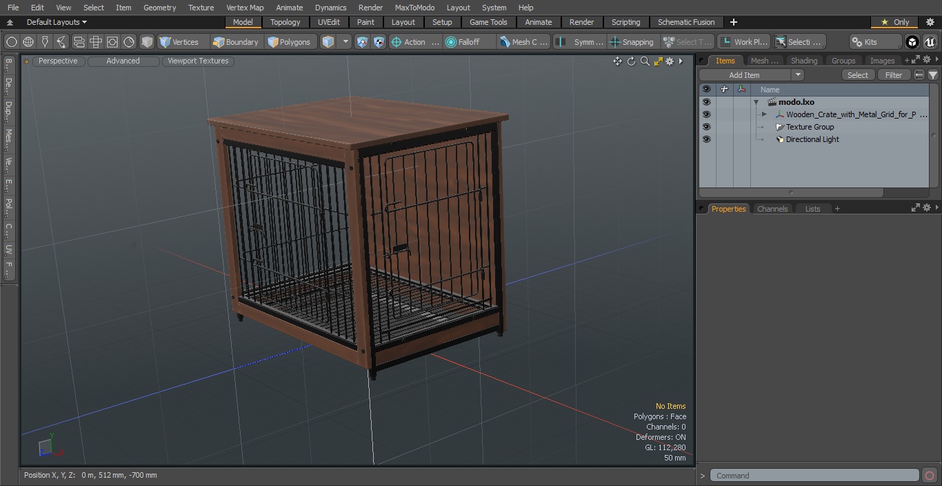 Wooden Crate with Metal Grid for Pets 3D