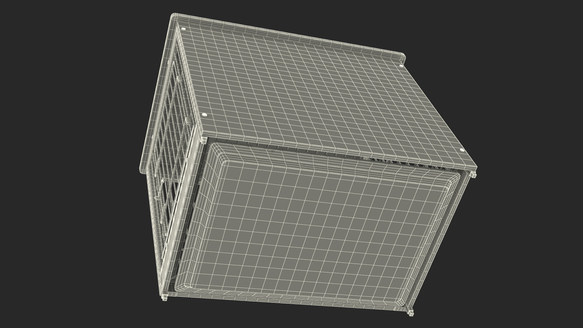 Wooden Crate with Metal Grid for Pets 3D