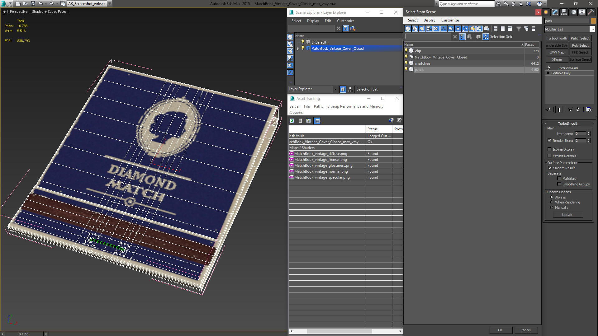 3D model MatchBook Vintage Cover Closed