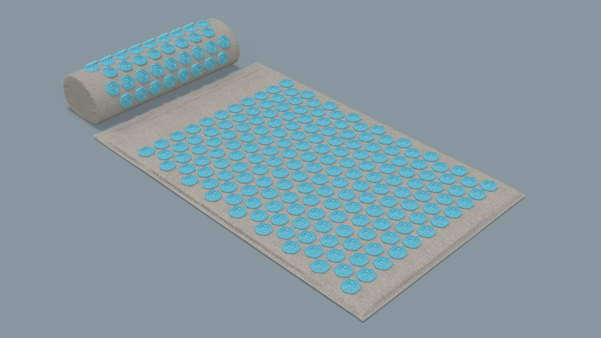 Therapy Acupressure Mat and Pillow Blue 3D model