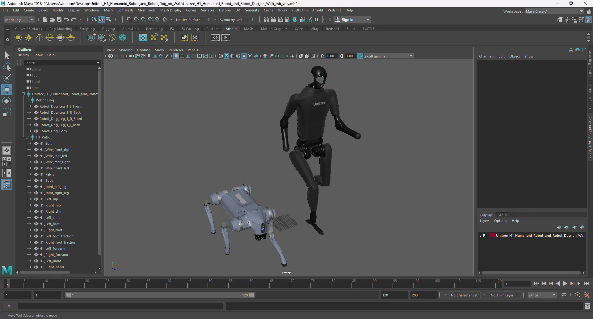 Unitree H1 Humanoid Robot and Robot Dog on Walk 3D