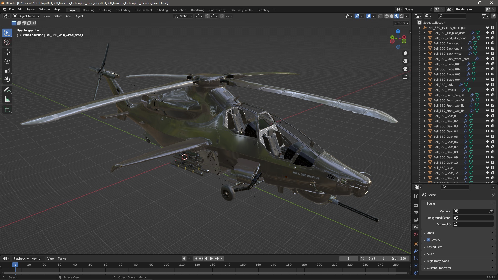 3D Bell 360 Invictus Helicopter model