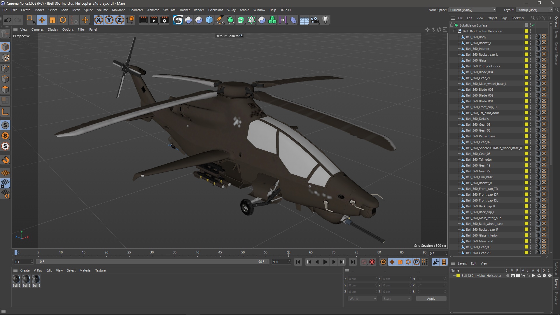 3D Bell 360 Invictus Helicopter model