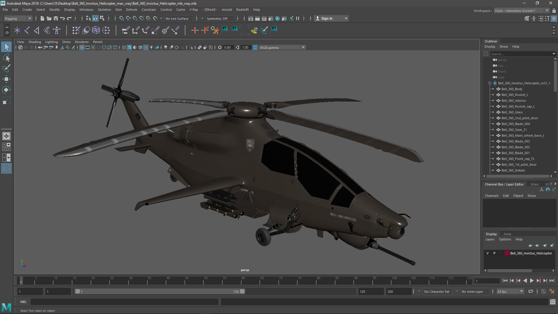 3D Bell 360 Invictus Helicopter model
