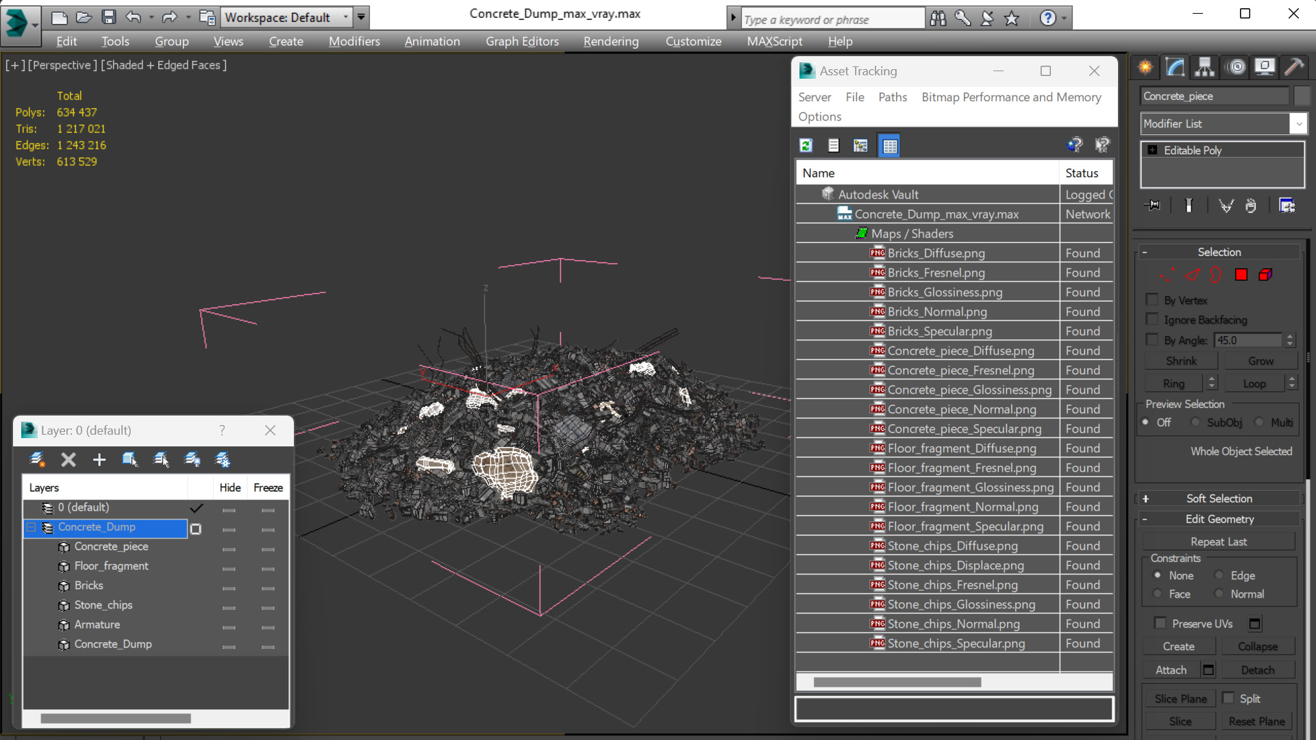 3D Concrete Dump model