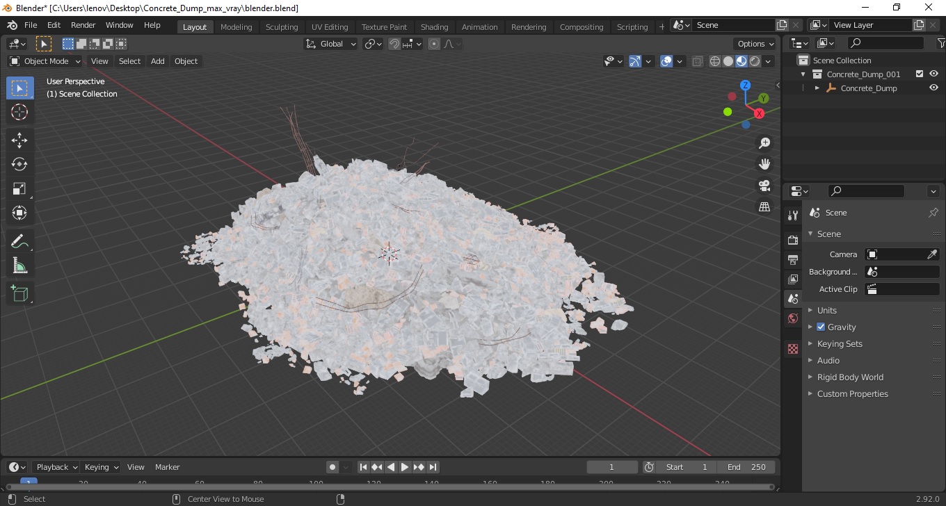 3D Concrete Dump model