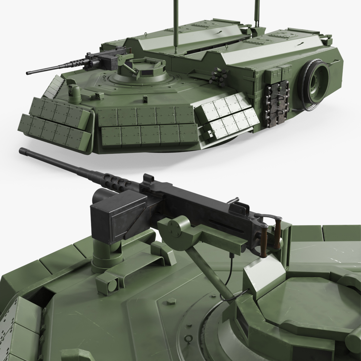 M1150 Engineer Tank Turret with Machine Gun 3D model preview