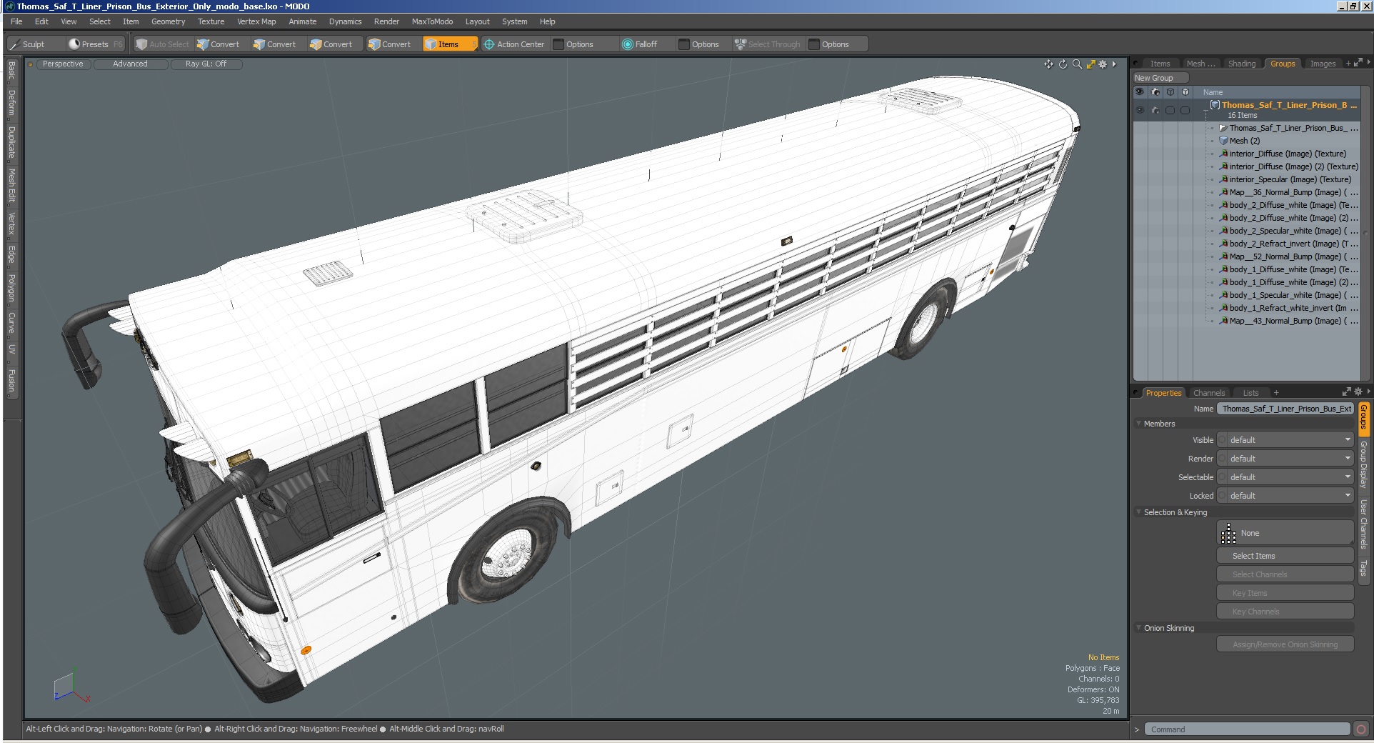 3D Thomas Saf T Liner Prison Bus Exterior Only model