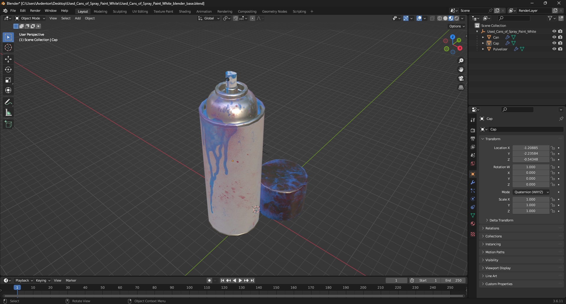 3D model Used Cans of Spray Paint White