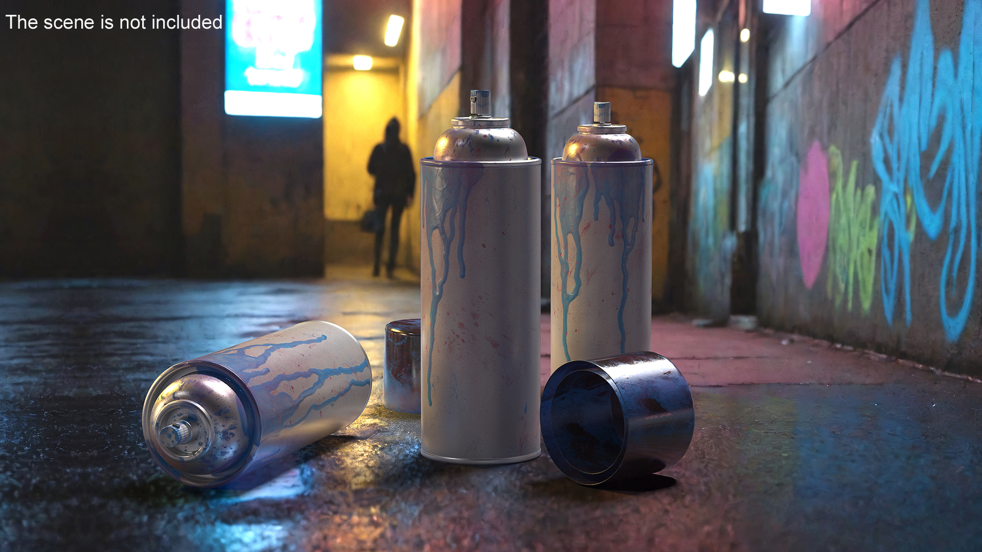 3D model Used Cans of Spray Paint White