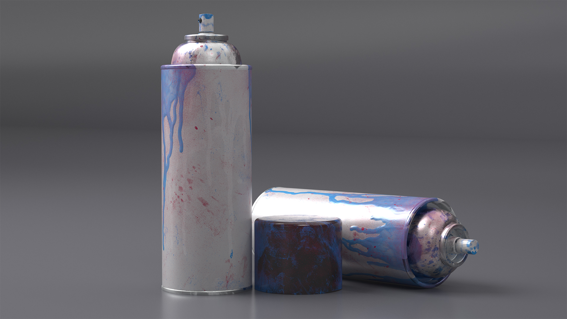 3D model Used Cans of Spray Paint White