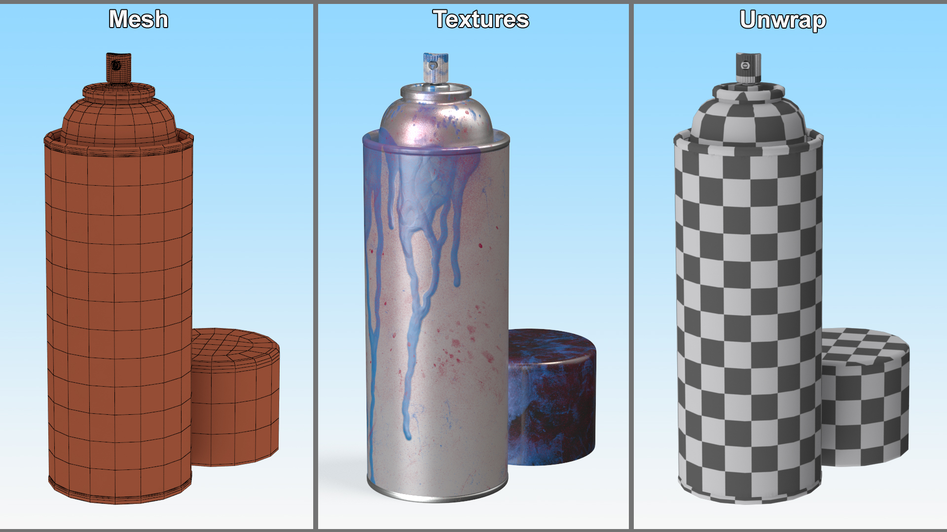 3D model Used Cans of Spray Paint White