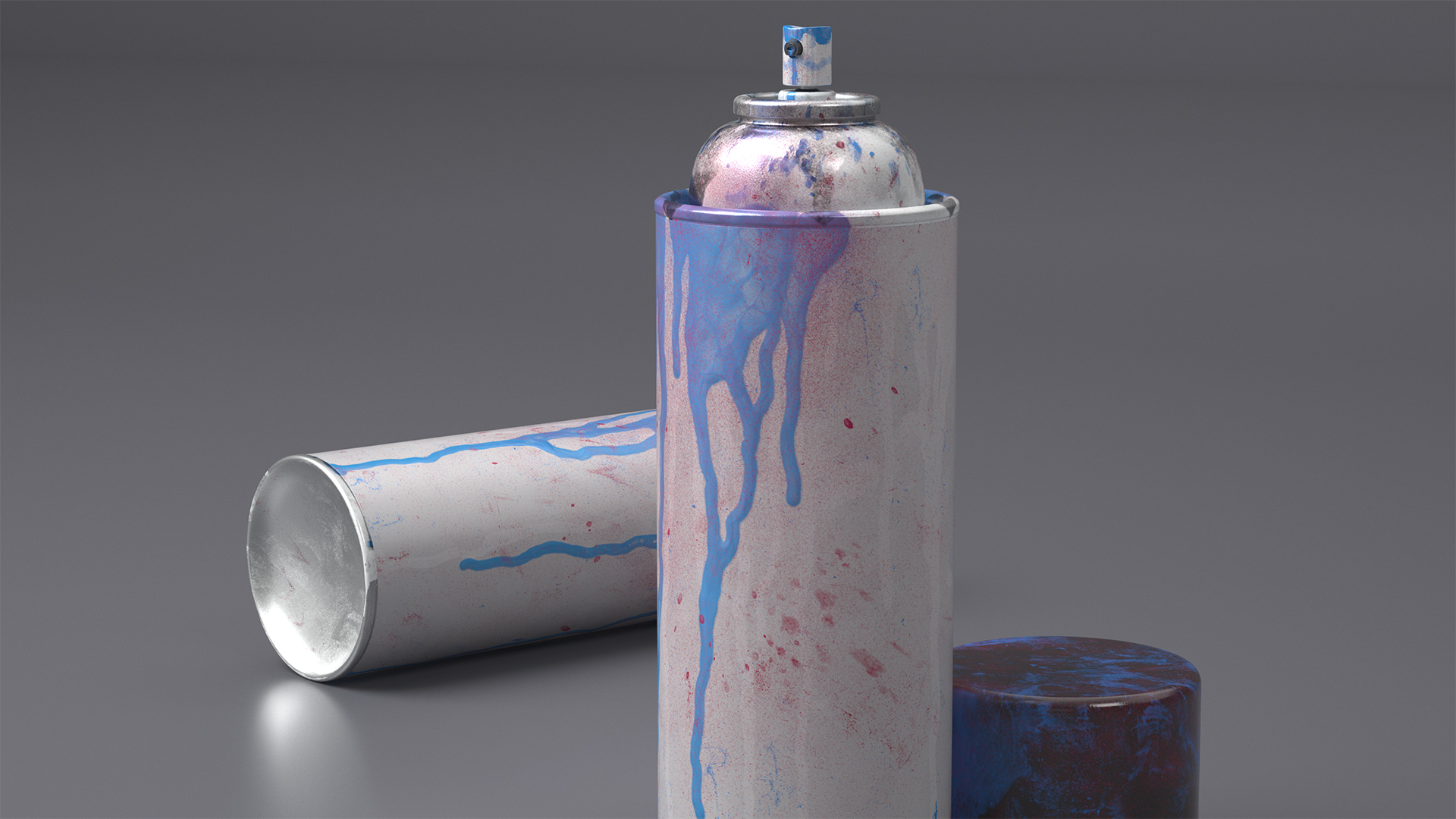 3D model Used Cans of Spray Paint White