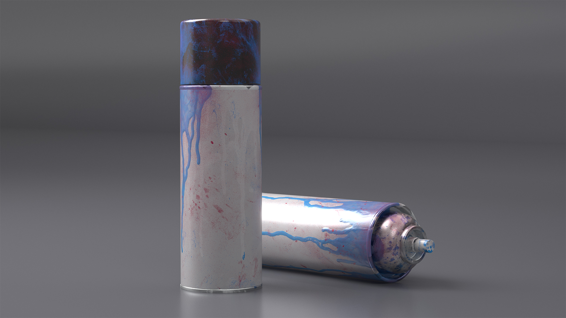 3D model Used Cans of Spray Paint White