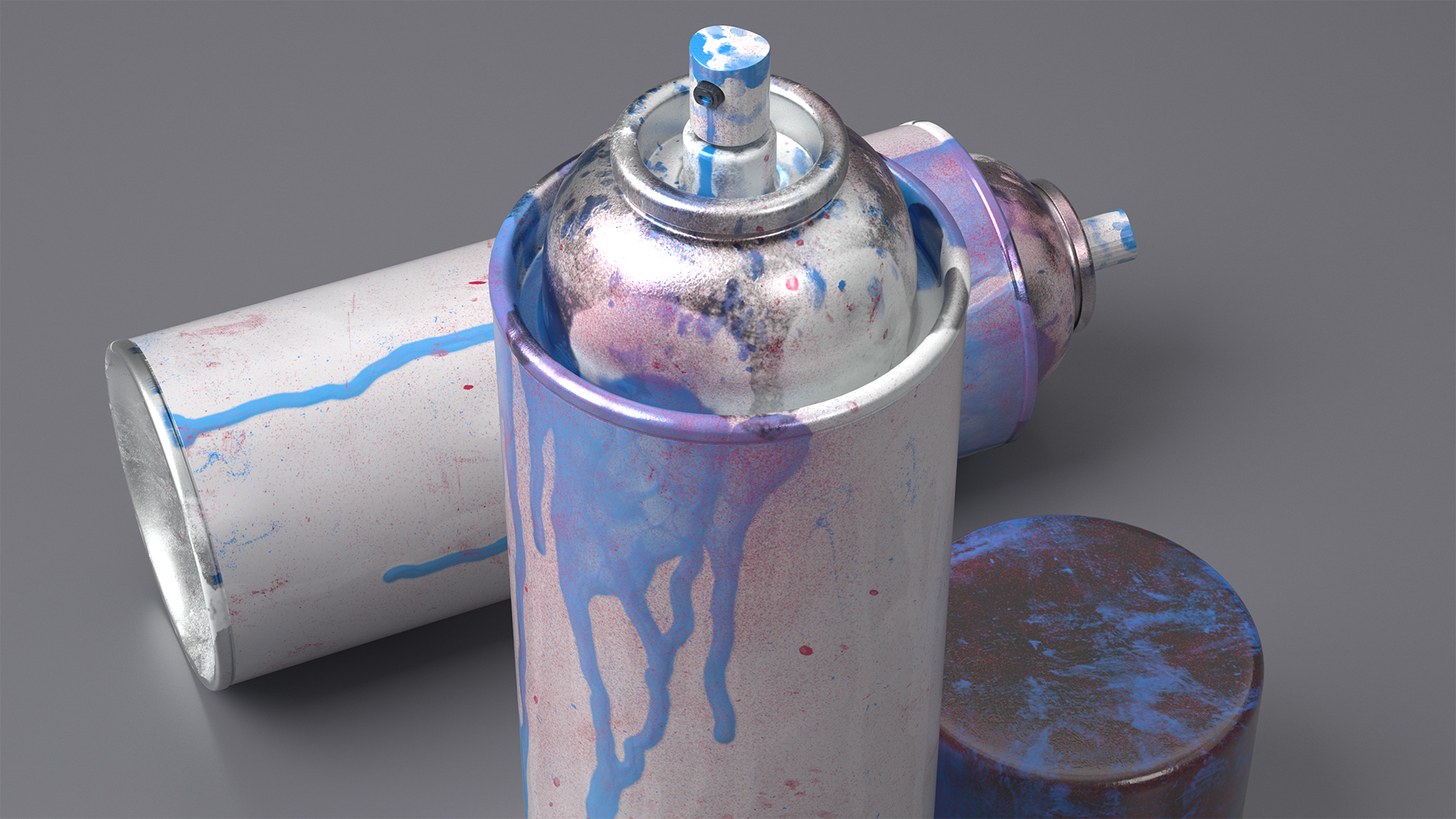 3D model Used Cans of Spray Paint White