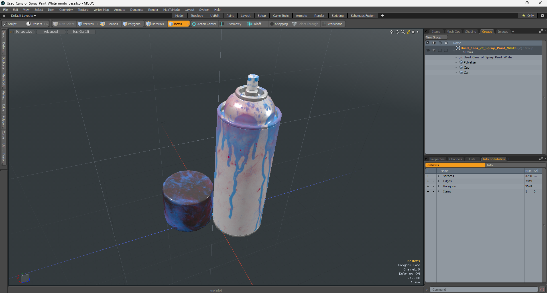 3D model Used Cans of Spray Paint White
