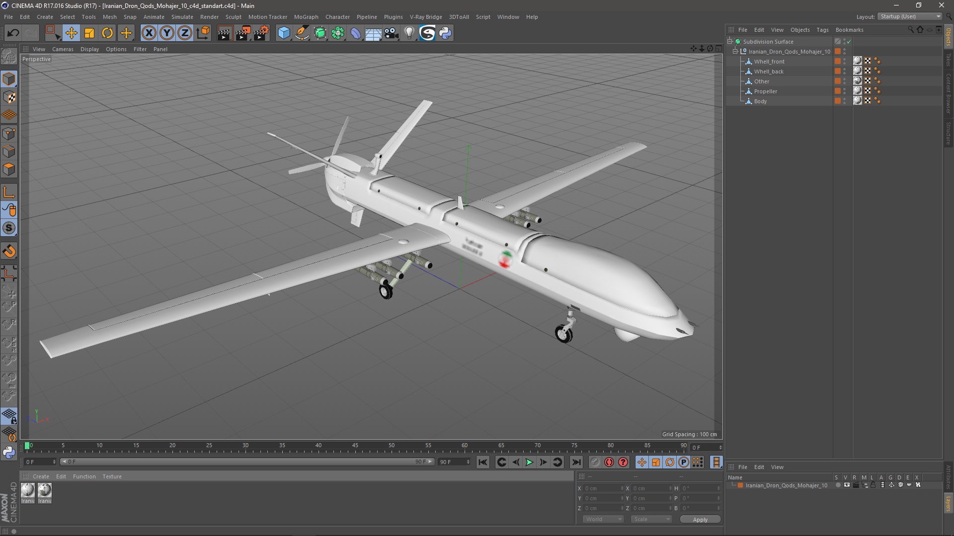 3D Iranian Dron Qods Mohajer 10 model