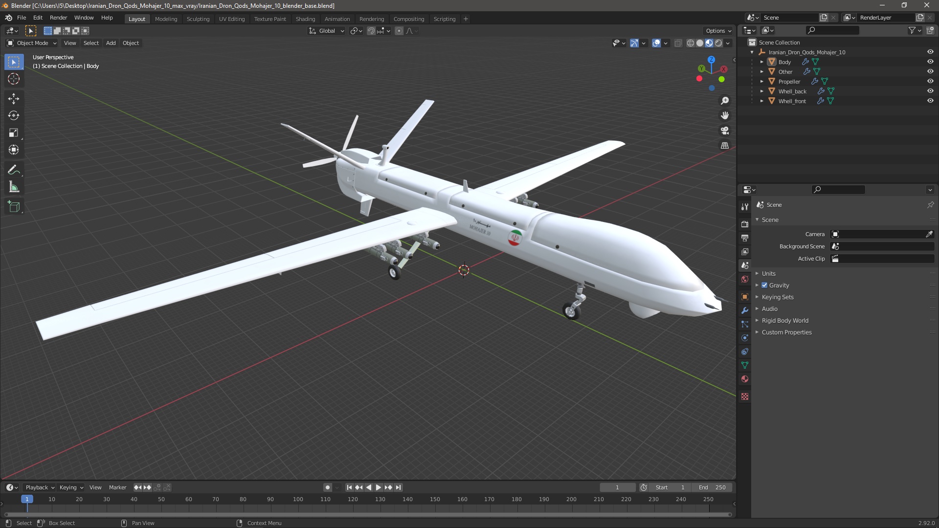 3D Iranian Dron Qods Mohajer 10 model
