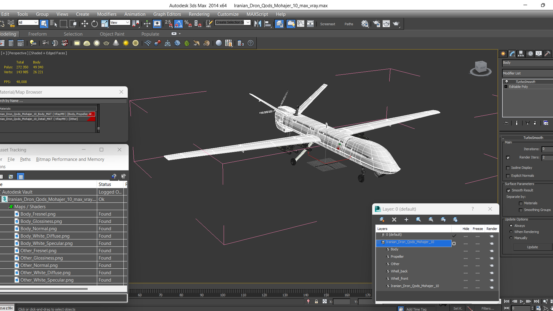 3D Iranian Dron Qods Mohajer 10 model