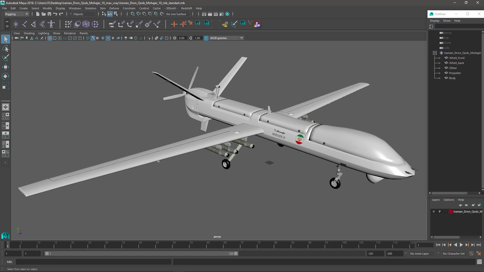 3D Iranian Dron Qods Mohajer 10 model