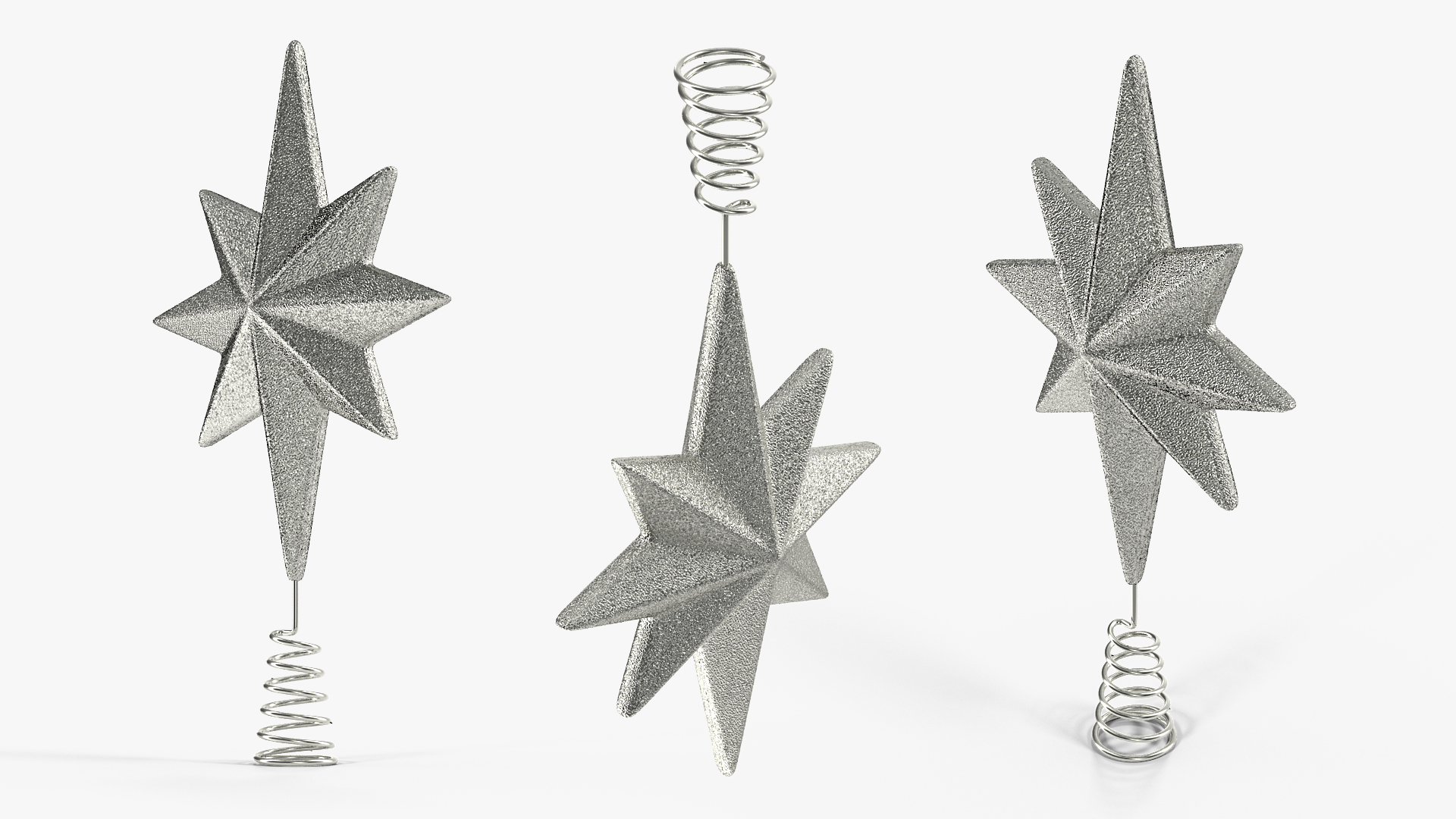 3D Holiday Silver Star Christmas Tree Topper