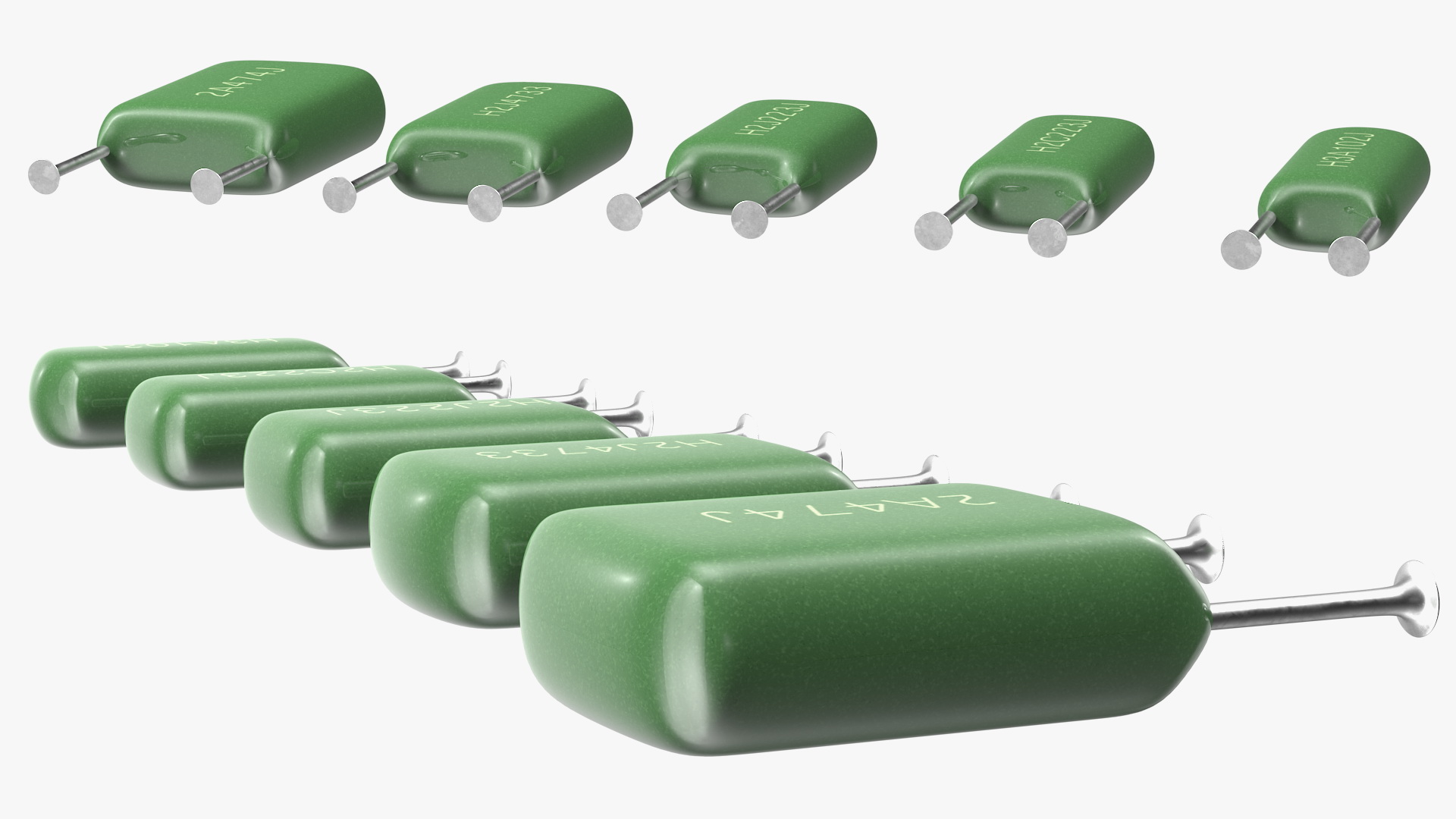 3D Mylar Polyester Film Capacitor Soldered Set model