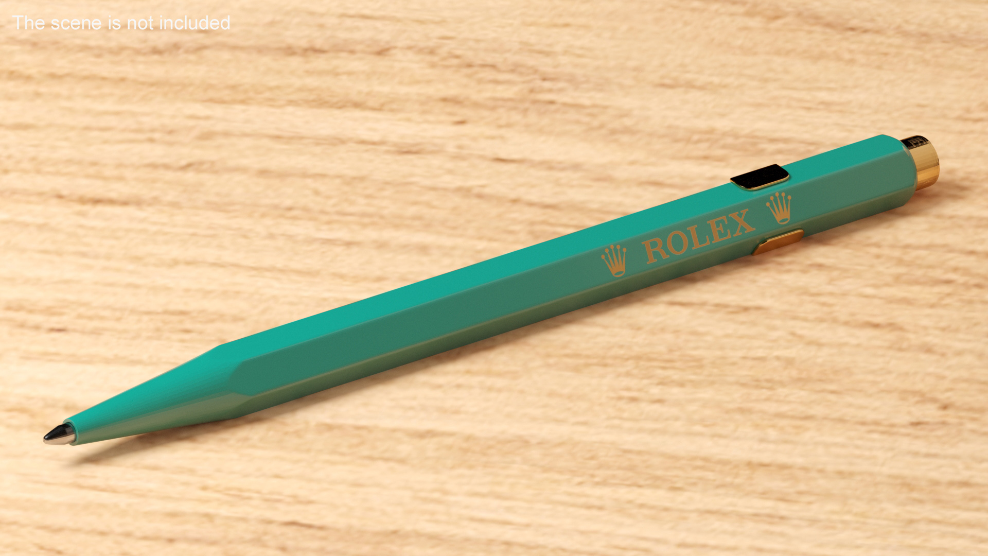 Ballpoint Pen Rolex Caran dAche Gold Green 3D