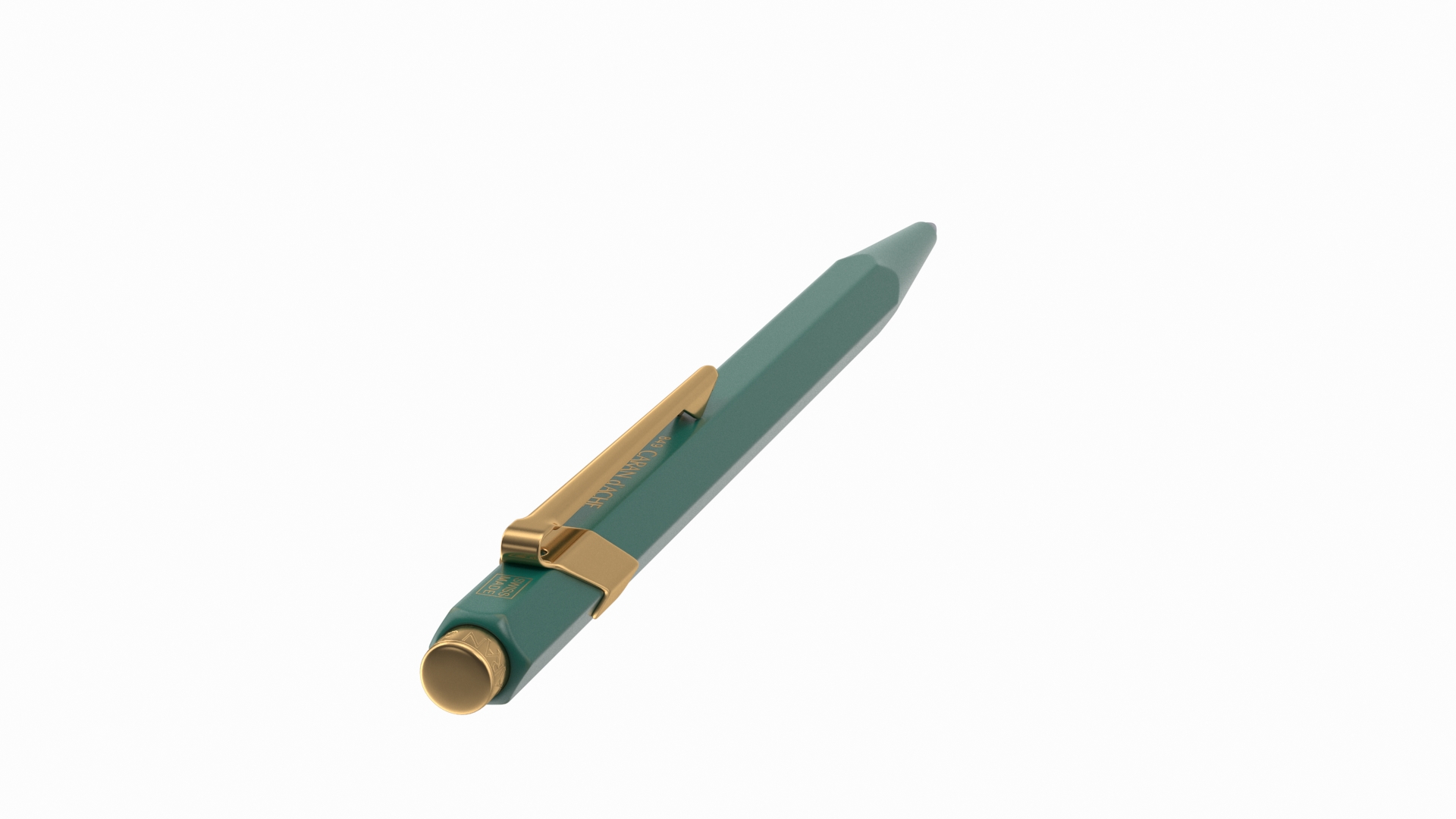 Ballpoint Pen Rolex Caran dAche Gold Green 3D