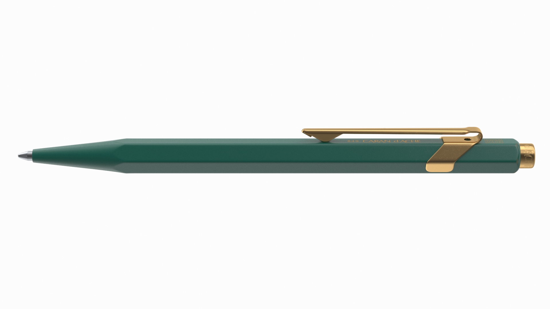 Ballpoint Pen Rolex Caran dAche Gold Green 3D