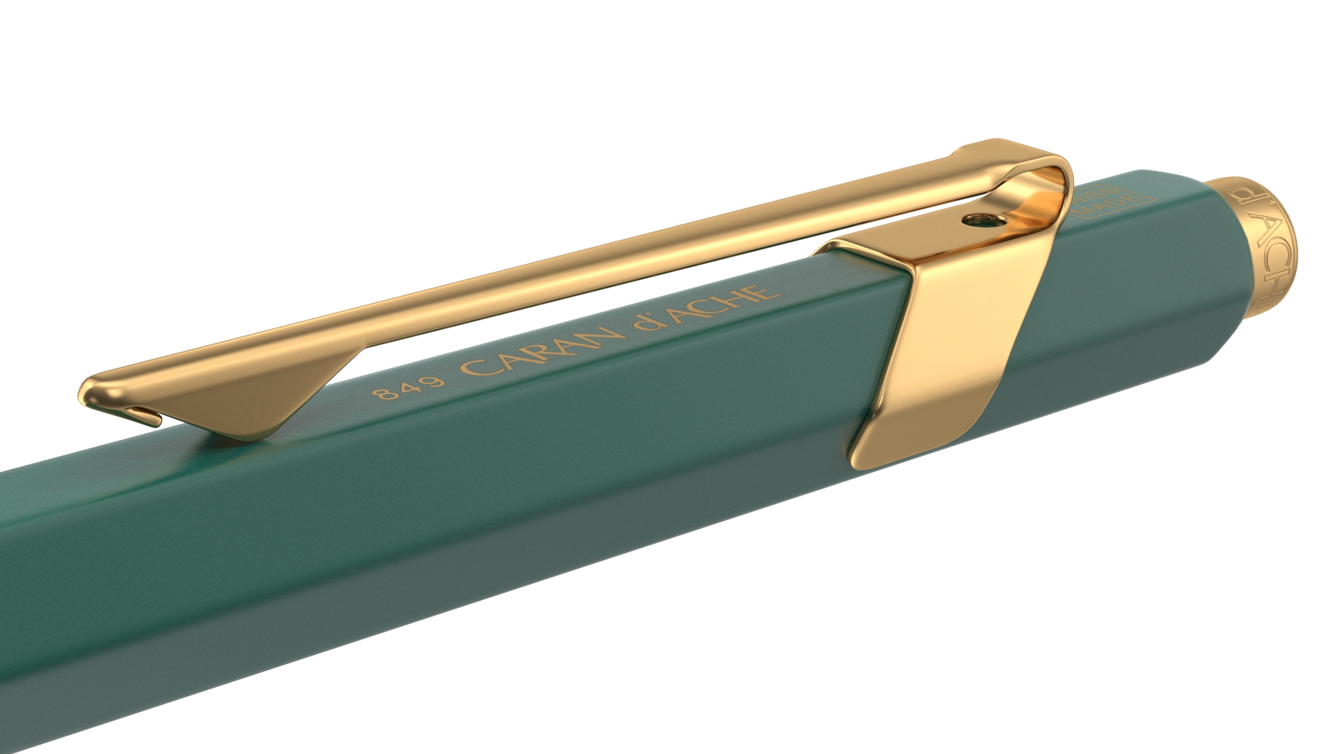 Ballpoint Pen Rolex Caran dAche Gold Green 3D