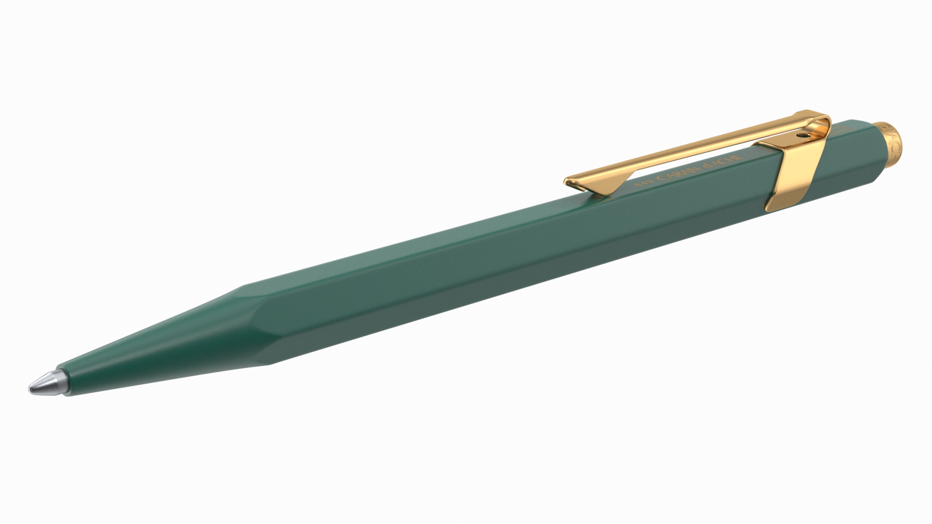 Ballpoint Pen Rolex Caran dAche Gold Green 3D