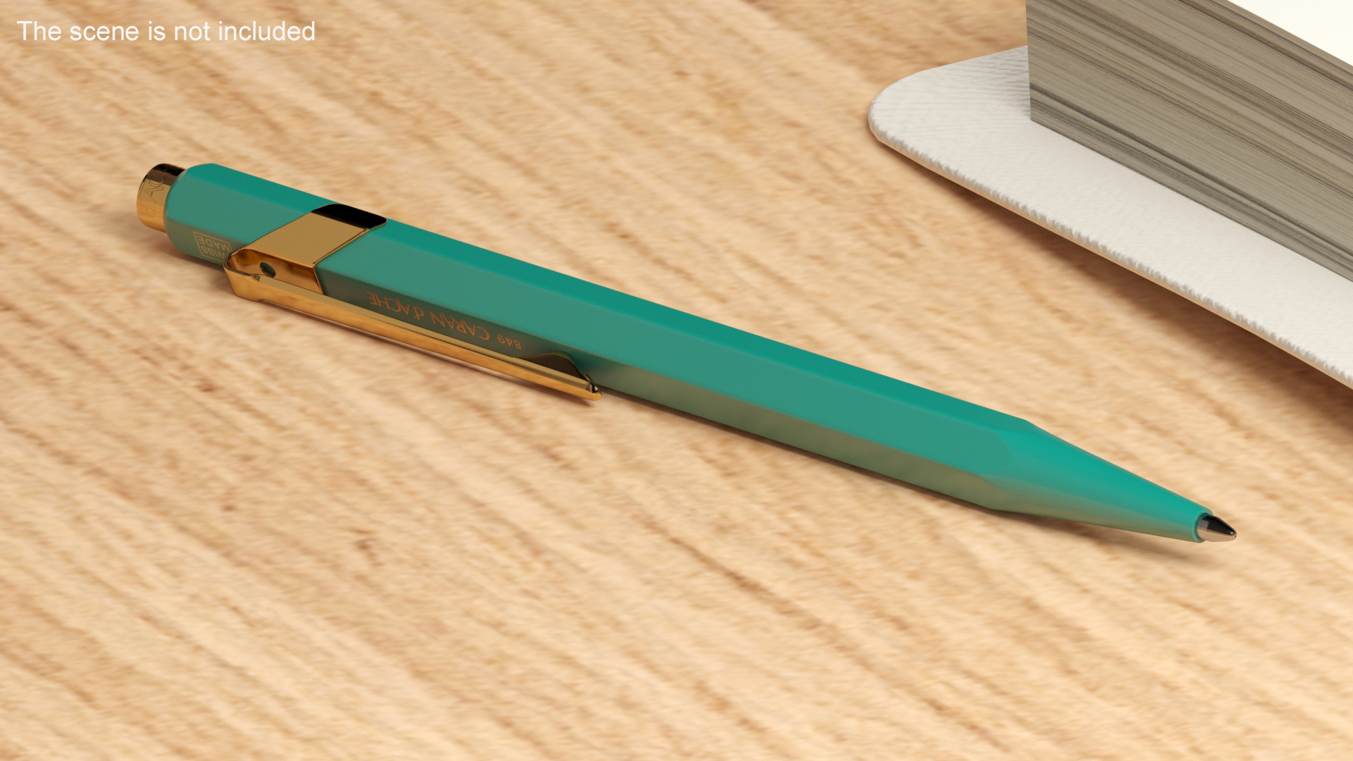Ballpoint Pen Rolex Caran dAche Gold Green 3D