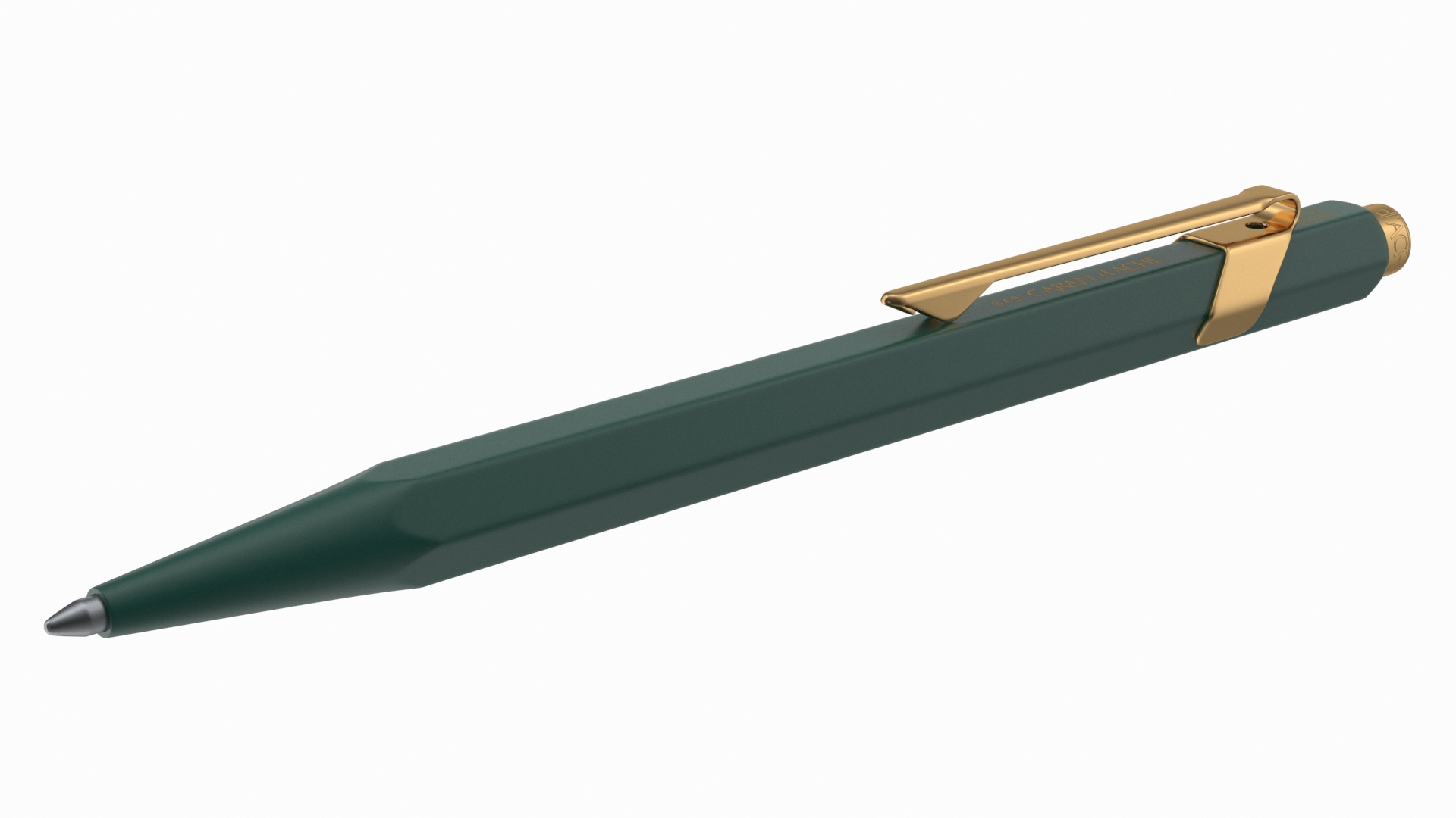 Ballpoint Pen Rolex Caran dAche Gold Green 3D