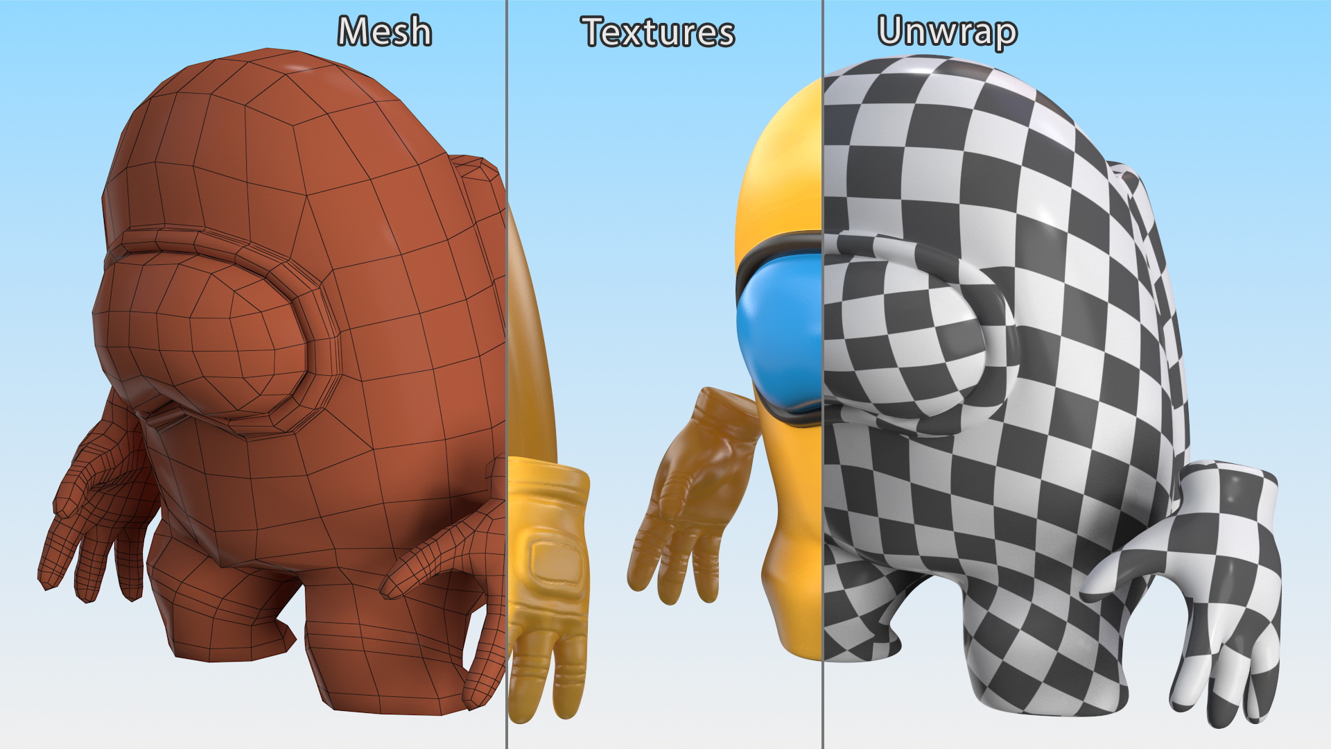 Among Us Sad Character Yellow 3D model