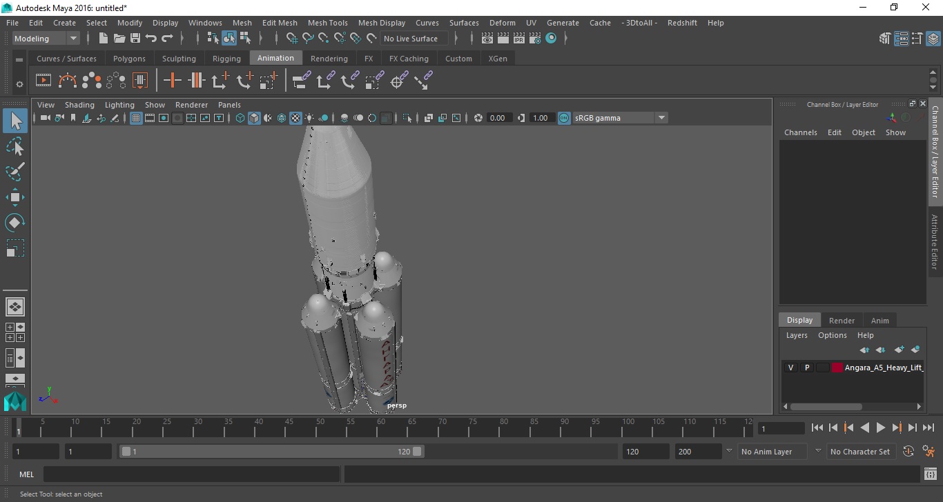 3D model Angara A5 Heavy Lift Launch Vehicle
