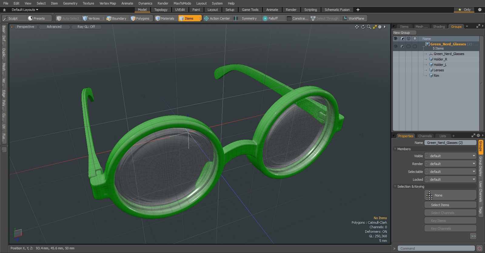 3D Green Nerd Glasses model