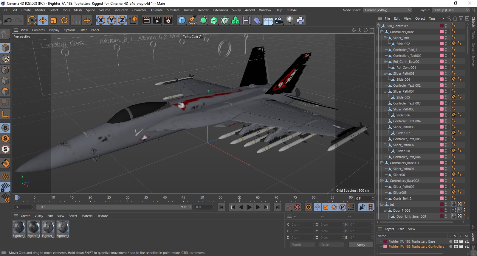 3D Fighter FA 18E Tophatters Rigged for Cinema 4D