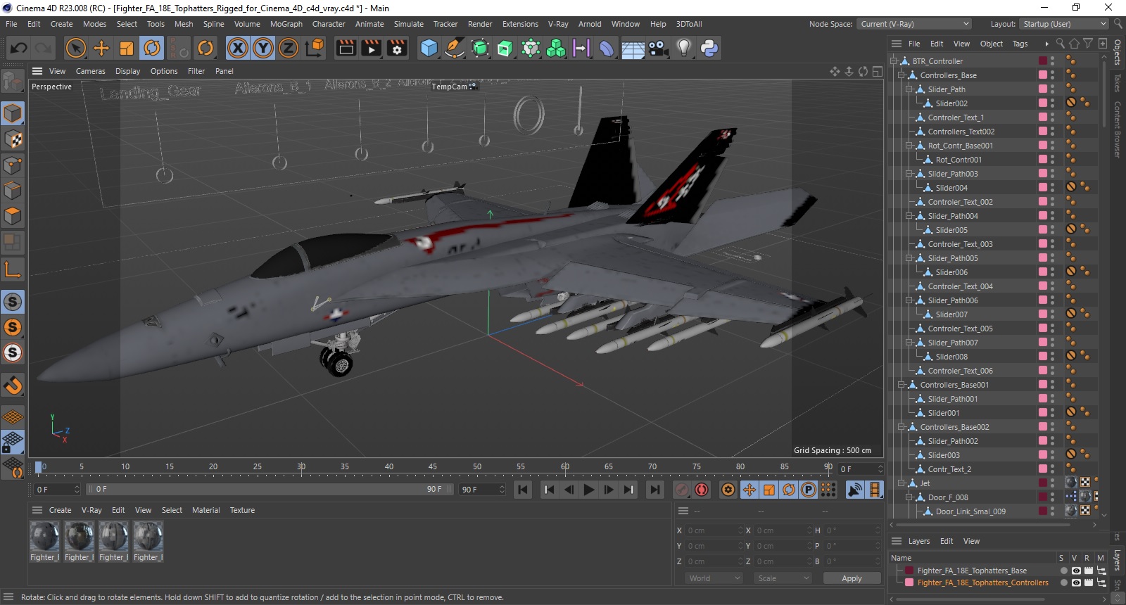 3D Fighter FA 18E Tophatters Rigged for Cinema 4D