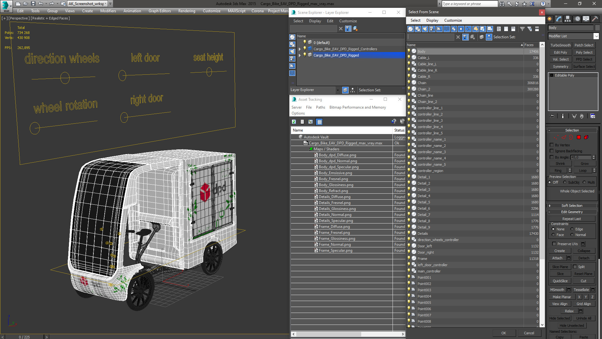 Cargo Bike EAV DPD Rigged for Maya 3D model