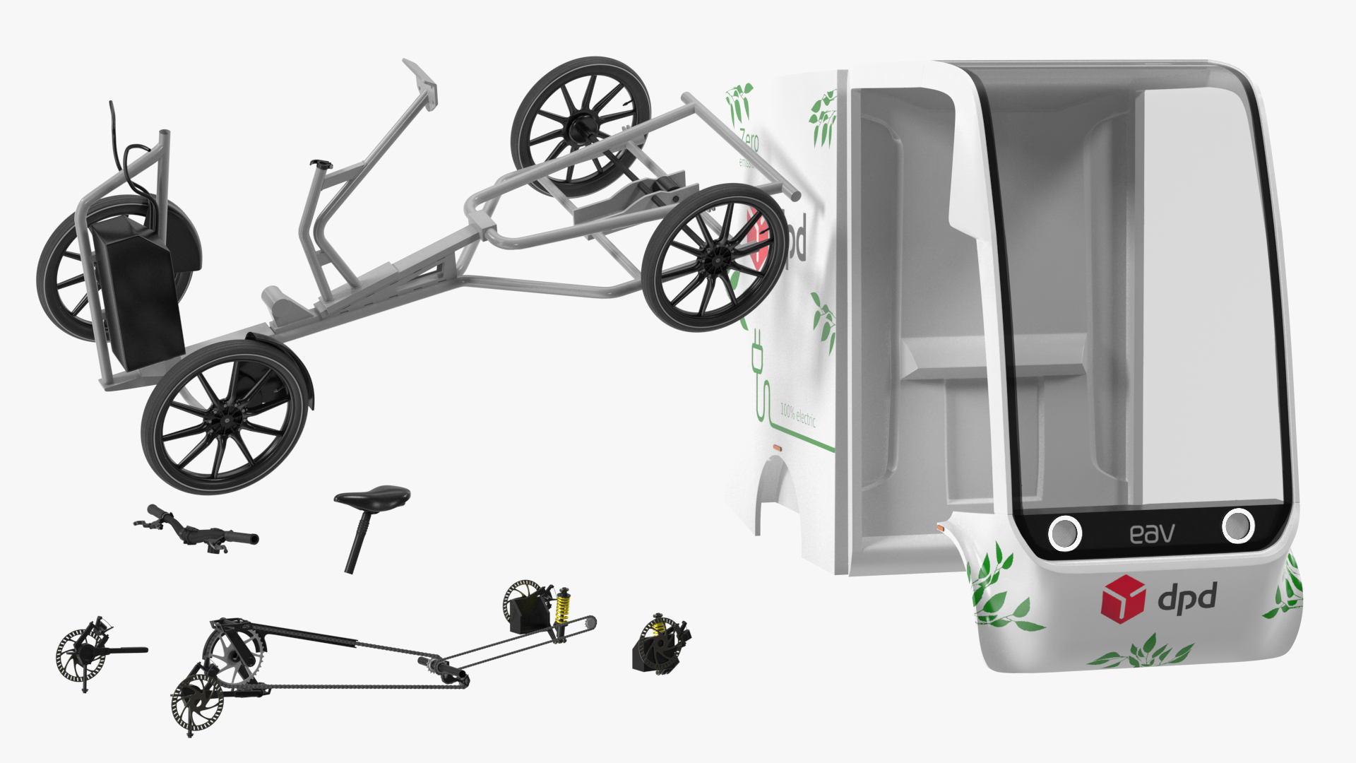 Cargo Bike EAV DPD Rigged for Maya 3D model