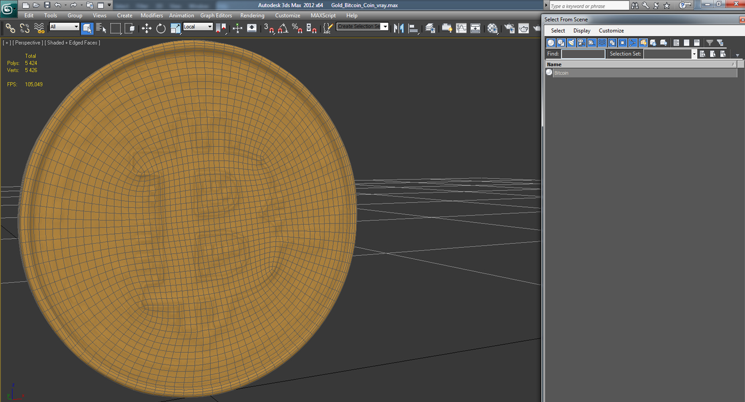 Gold Bitcoin Coin 3D