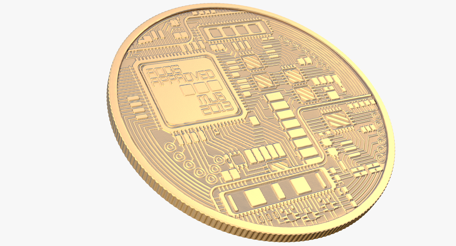 Gold Bitcoin Coin 3D