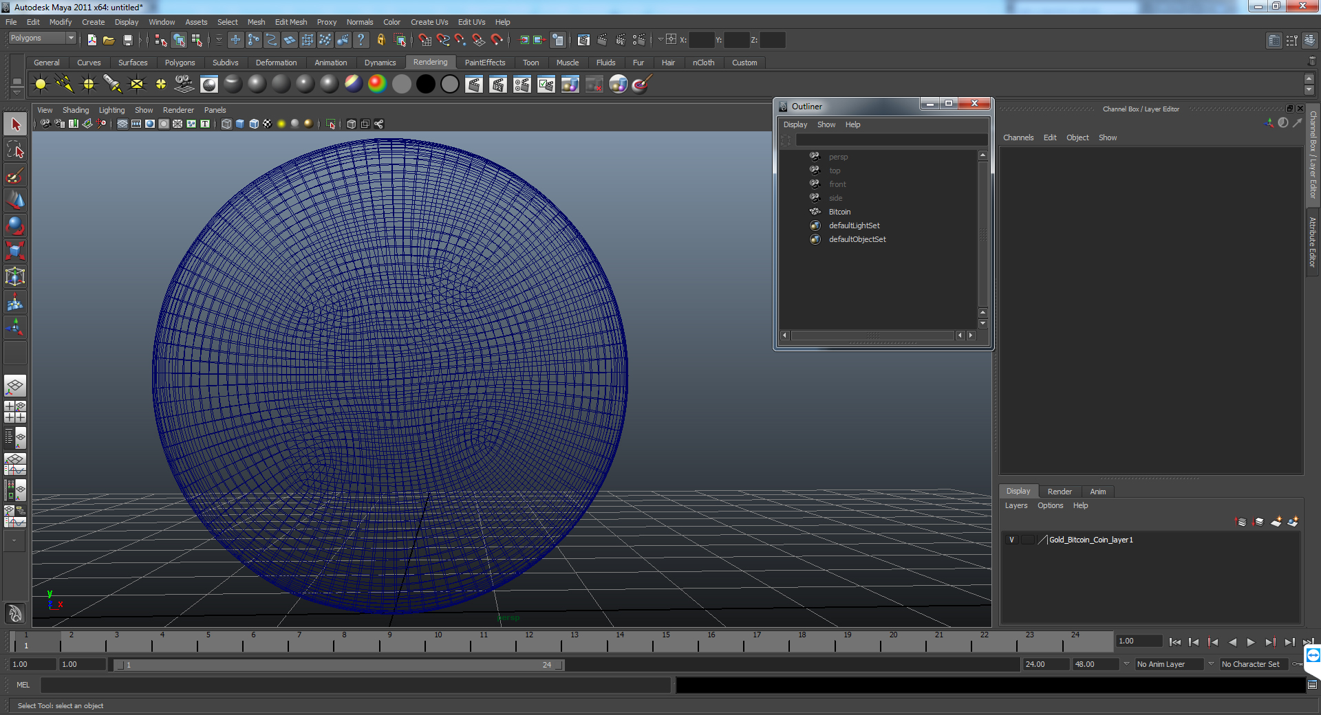 Gold Bitcoin Coin 3D