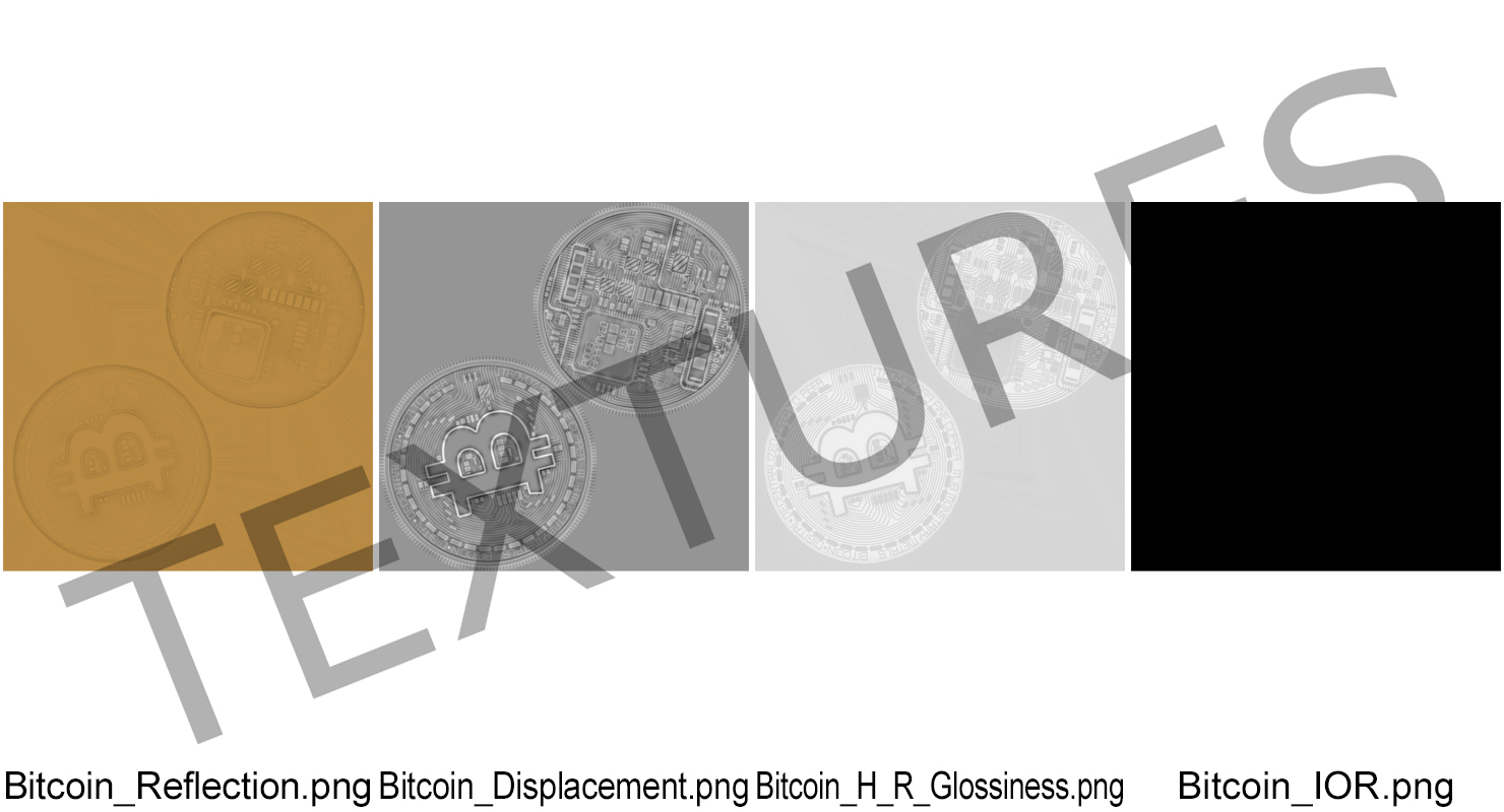 Gold Bitcoin Coin 3D