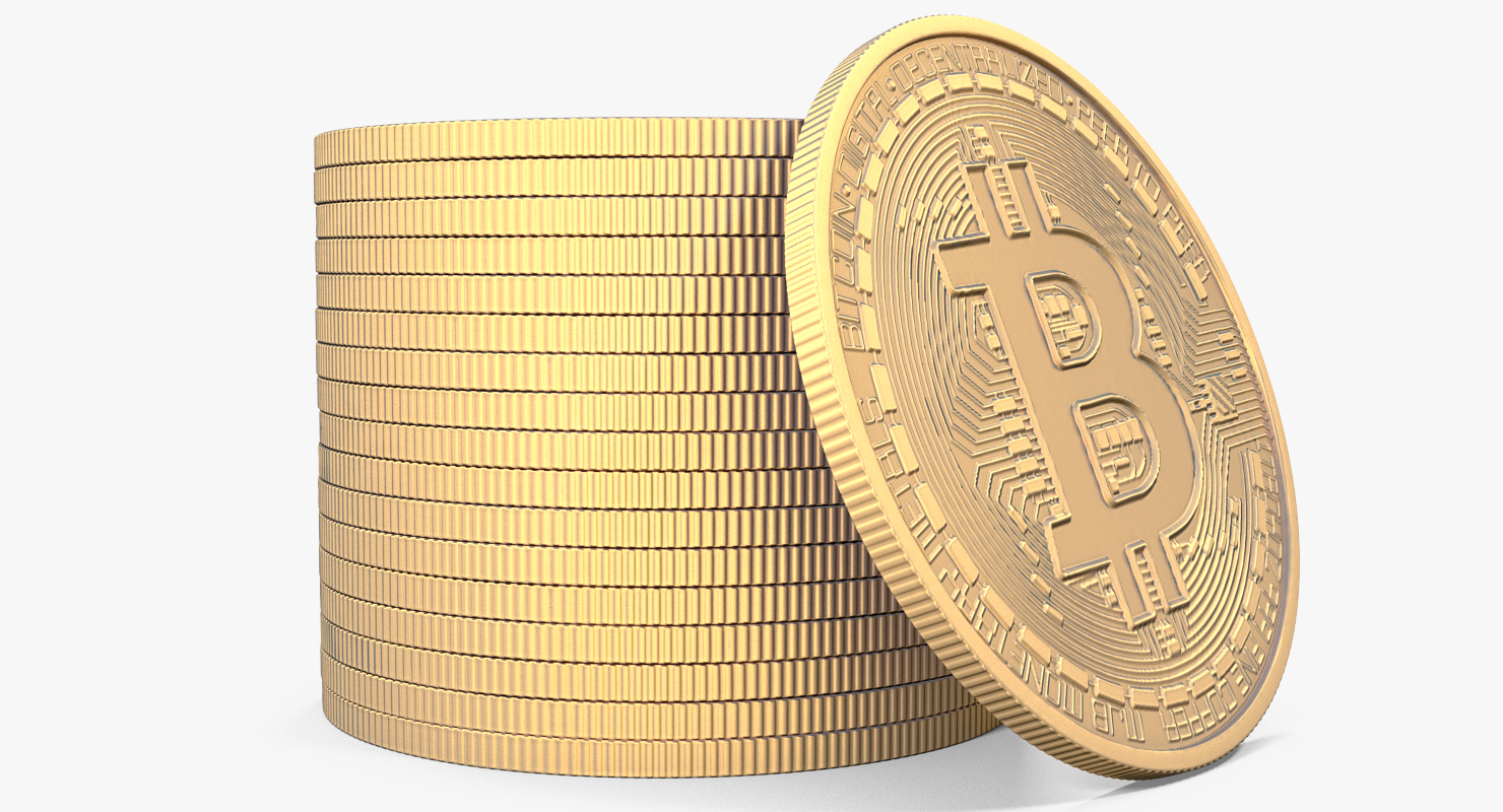 Gold Bitcoin Coin 3D